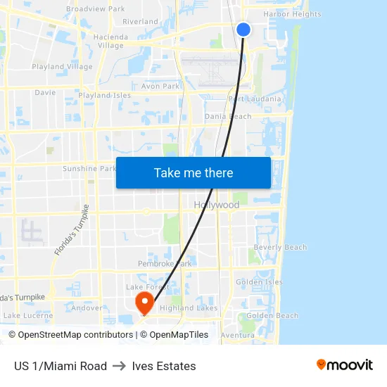 US 1/Miami Road to Ives Estates map