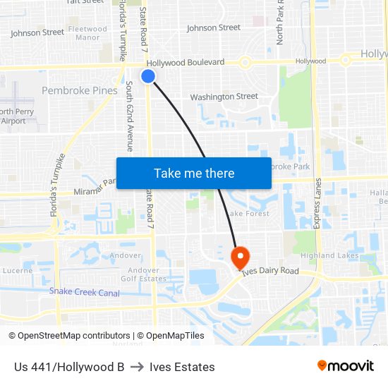 Us 441/Hollywood B to Ives Estates map