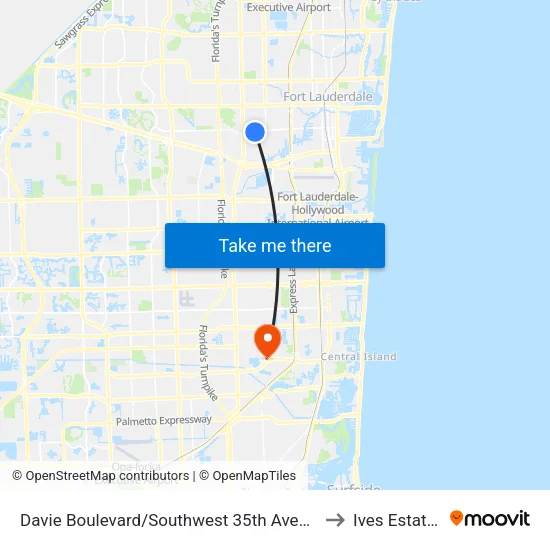 Davie Boulevard/Southwest 35th Avenue to Ives Estates map