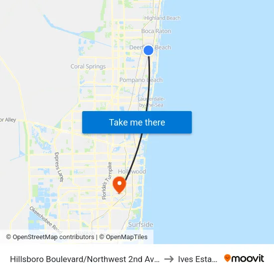 Hillsboro Boulevard/Northwest 2nd Avenue to Ives Estates map
