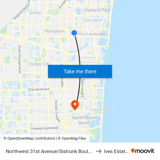 Northwest 31st Avenue/Sistrunk Boulevard to Ives Estates map