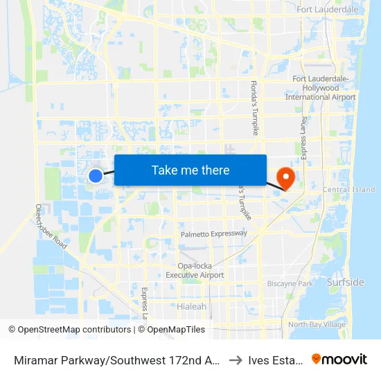 Miramar Parkway/Southwest 172nd Avenue to Ives Estates map