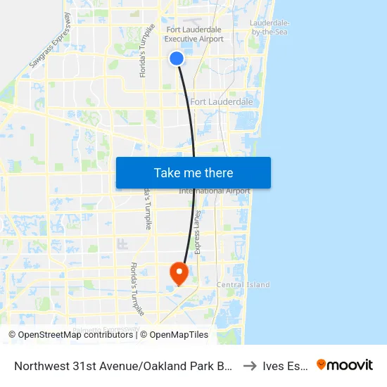 Northwest 31st Avenue/Oakland Park Boulevard (South) to Ives Estates map
