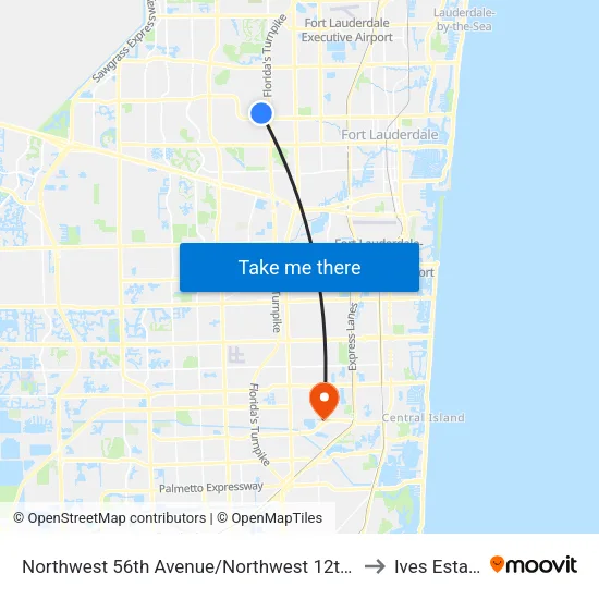 Northwest 56th Avenue/Northwest 12th Street to Ives Estates map
