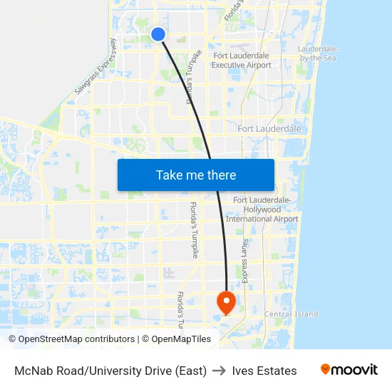 McNab Road/University Drive (East) to Ives Estates map