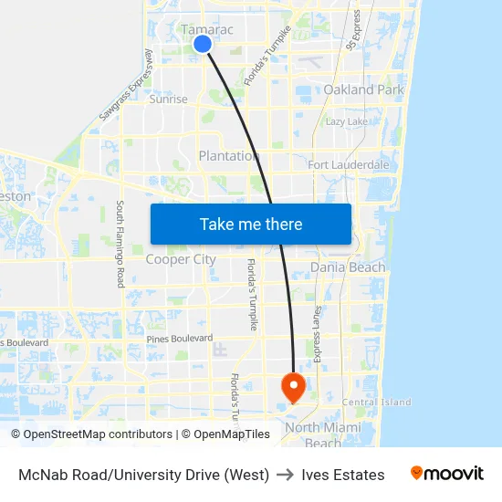McNab Road/University Drive (West) to Ives Estates map