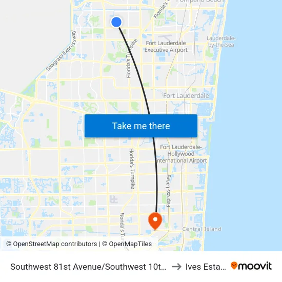 Southwest 81st Avenue/Southwest 10th Court to Ives Estates map