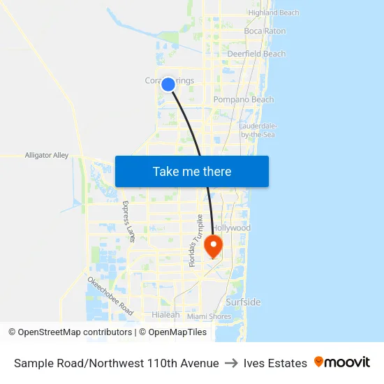 Sample Road/Northwest 110th Avenue to Ives Estates map