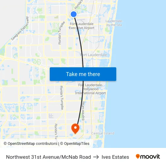 Northwest 31st Avenue/McNab Road to Ives Estates map