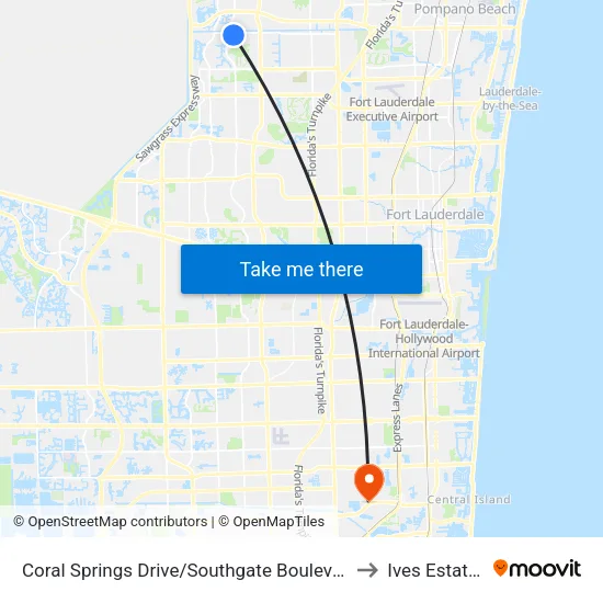 Coral Springs Drive/Southgate Boulevard to Ives Estates map
