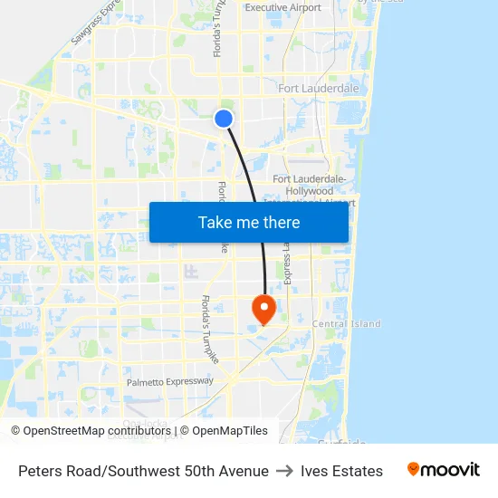 Peters Road/Southwest 50th Avenue to Ives Estates map