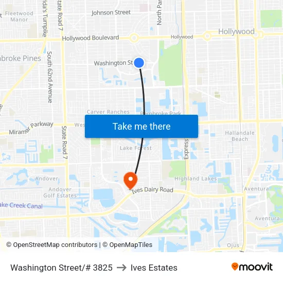 Washington Street/# 3825 to Ives Estates map