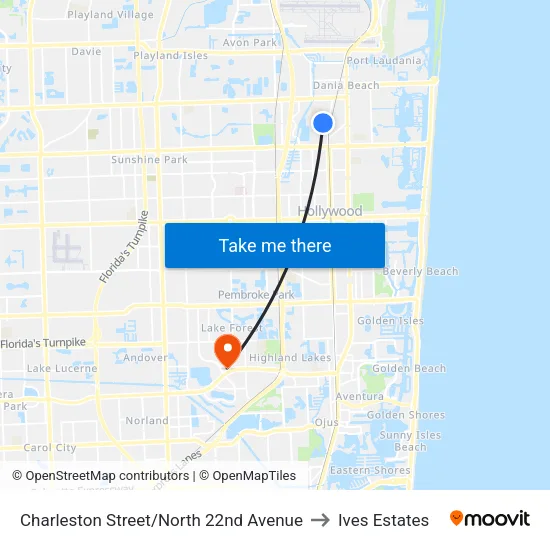 Charleston Street/North 22nd Avenue to Ives Estates map