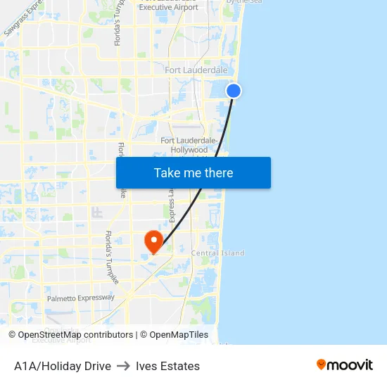A1A/Holiday Drive to Ives Estates map