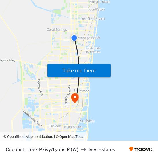 Coconut Creek Pkwy/Lyons R (W) to Ives Estates map