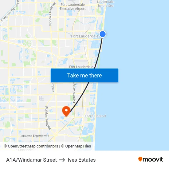 A1A/Windamar Street to Ives Estates map