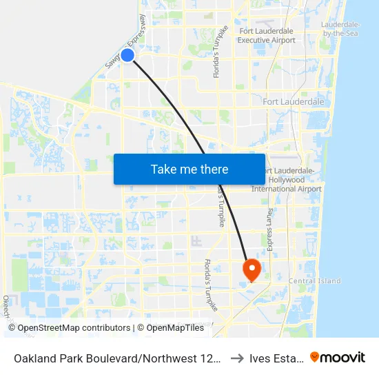 Oakland Park Boulevard/Northwest 120th Way to Ives Estates map