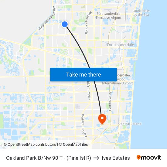Oakland Park B/Nw 90 T - (Pine Isl R) to Ives Estates map