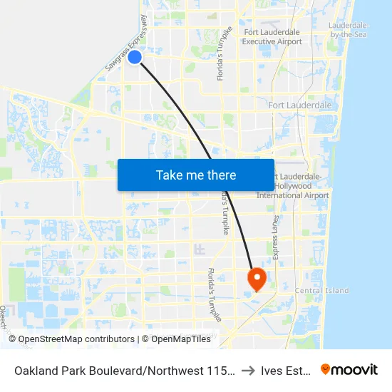 Oakland Park Boulevard/Northwest 115th Terrace to Ives Estates map