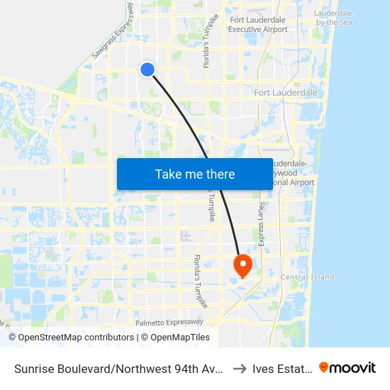 Sunrise Boulevard/Northwest 94th Avenue to Ives Estates map