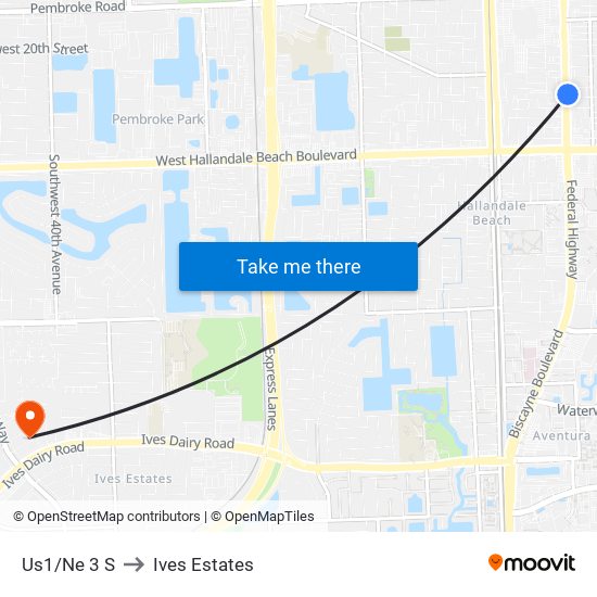 Us1/Ne 3 S to Ives Estates map