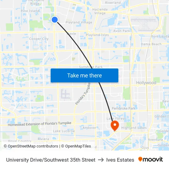 University Drive/Southwest 35th Street to Ives Estates map