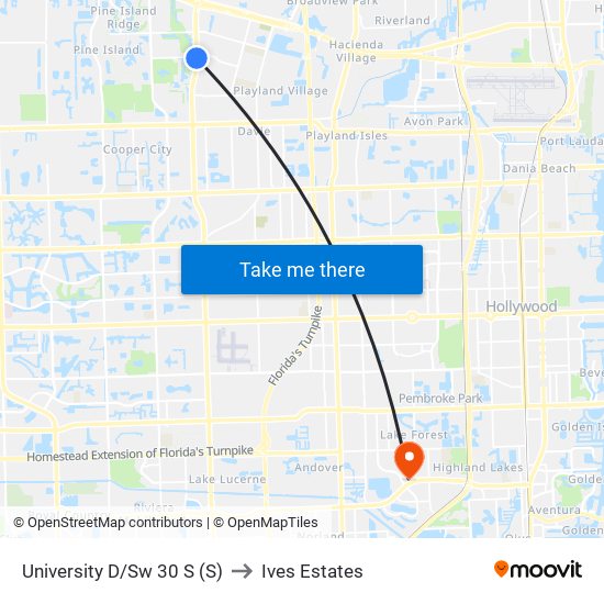 UNIVERSITY D/SW 30 S (S) to Ives Estates map