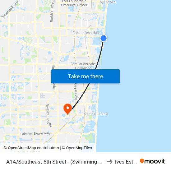 A1A/Southeast 5th Street - (Swimming Hall of Fame) to Ives Estates map