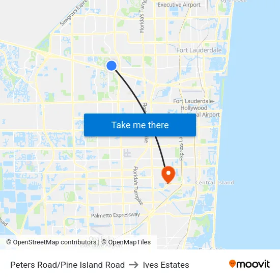 Peters Road/Pine Island Road to Ives Estates map