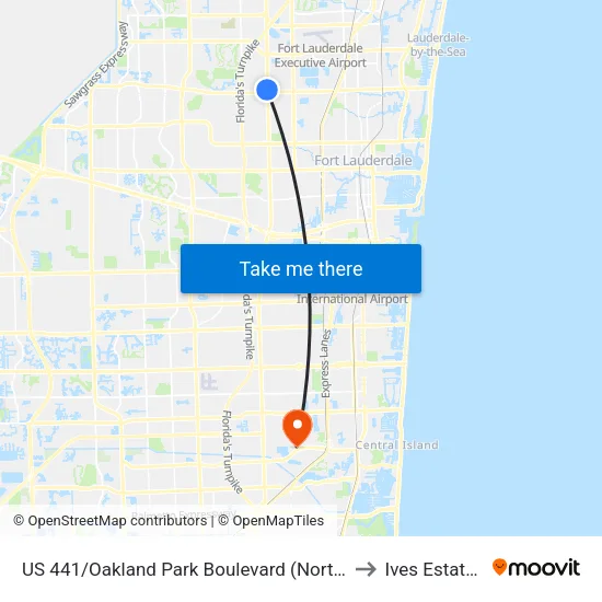 US 441/Oakland Park Boulevard (North) to Ives Estates map