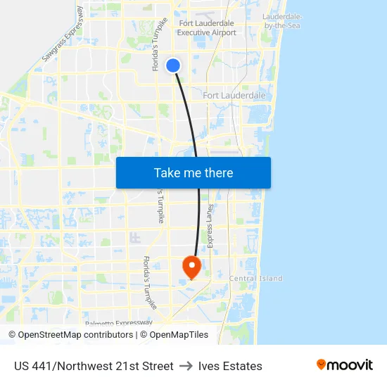 US 441/Northwest 21st Street to Ives Estates map