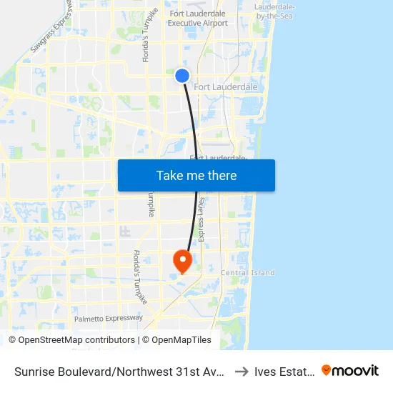 Sunrise Boulevard/Northwest 31st Avenue to Ives Estates map