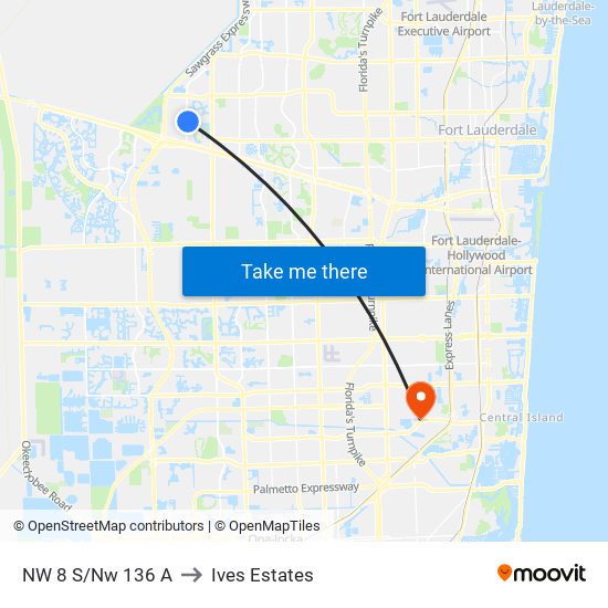 NW 8 S/NW 136 A to Ives Estates map