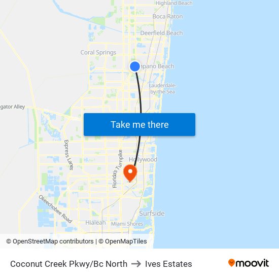 Coconut Creek Pkwy/Bc North to Ives Estates map
