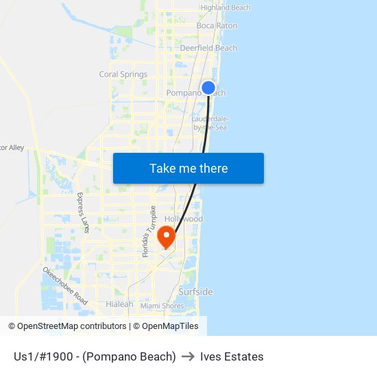 Us1/#1900 - (Pompano Beach) to Ives Estates map