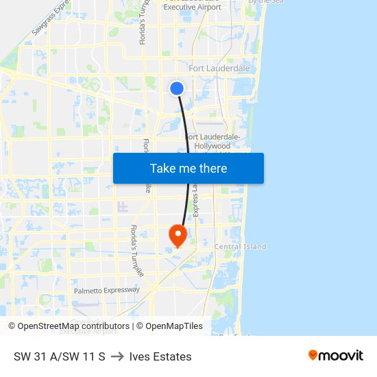 SW 31 A/SW 11 S to Ives Estates map