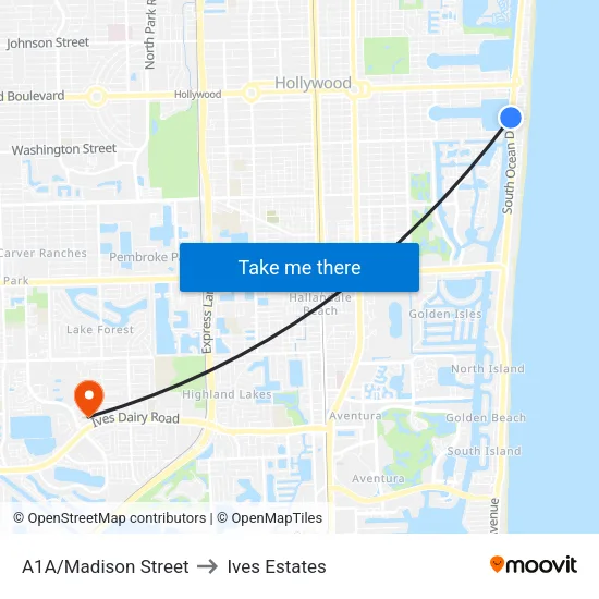 A1A/Madison Street to Ives Estates map