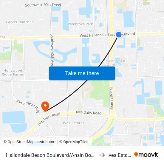 Hallandale Beach Boulevard/Ansin Boulevard to Ives Estates map
