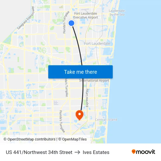 US 441/Northwest 34th Street to Ives Estates map