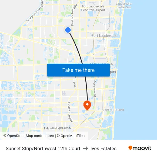 Sunset Strip/Northwest 12th Court to Ives Estates map
