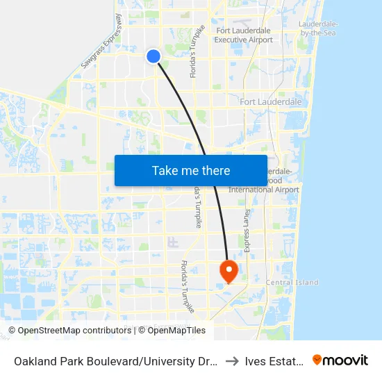 Oakland Park Boulevard/University Drive to Ives Estates map