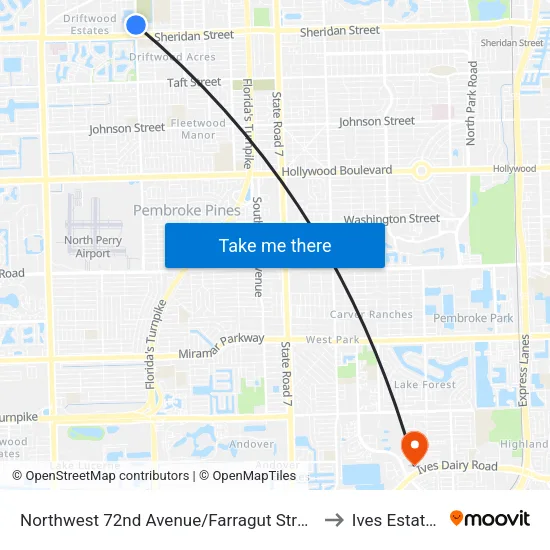 Northwest 72nd Avenue/Farragut Street to Ives Estates map