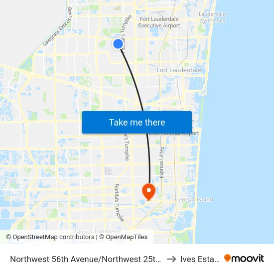 Northwest 56th Avenue/Northwest 25th Street to Ives Estates map
