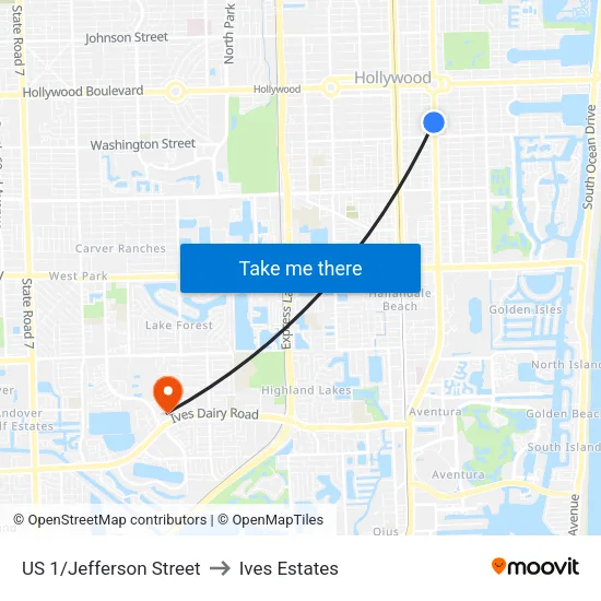US 1/Jefferson Street to Ives Estates map