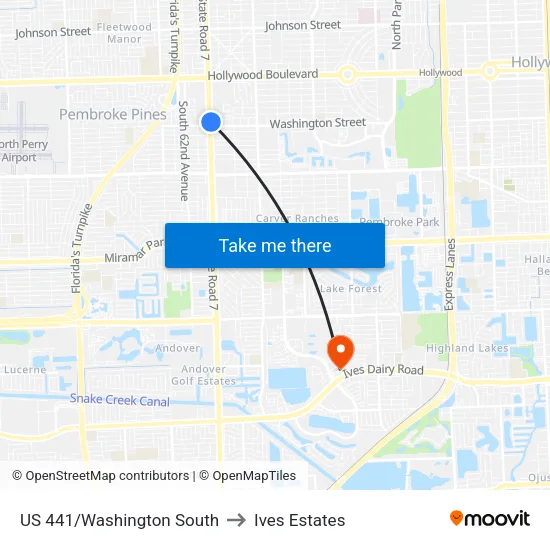 US 441/Washington South to Ives Estates map