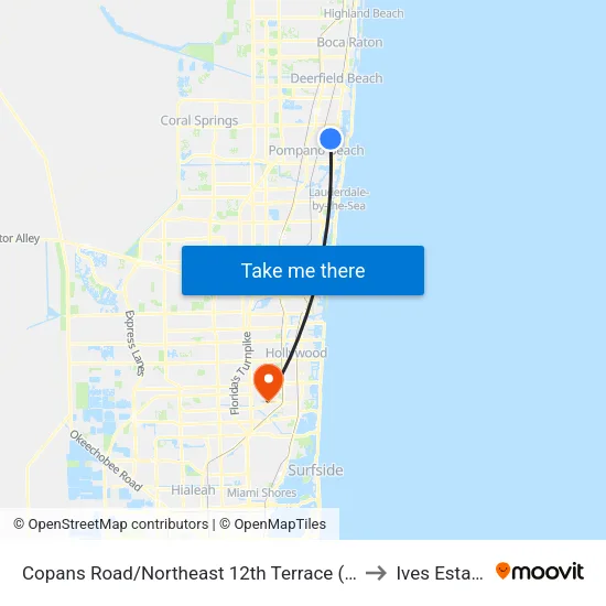 Copans Road/Northeast 12th Terrace (West) to Ives Estates map