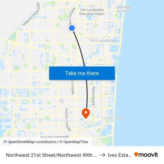 Northwest 21st Street/Northwest 49th Avenue to Ives Estates map