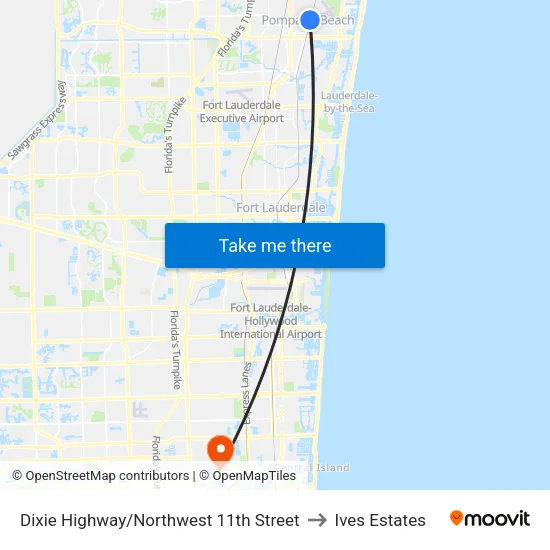 Dixie Highway/Northwest 11th Street to Ives Estates map