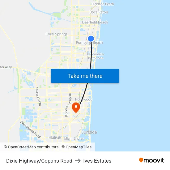 Dixie Highway/Copans Road to Ives Estates map