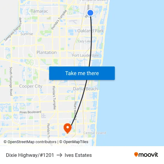 Dixie Highway/#1201 to Ives Estates map